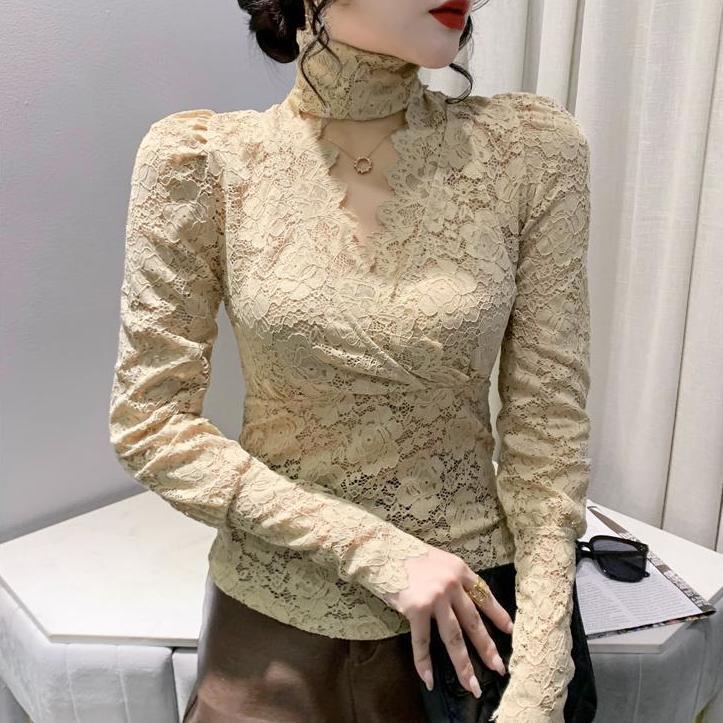 Elastic, Fashionable, Slimming Long-sleeve Top For Women
