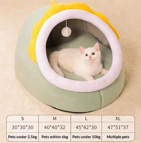 Warm Enclosed Bed All-Season Safe Hideaway For Cats Small Pet Bed Winter Cat Bed