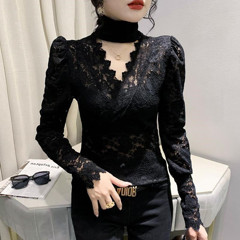 Elastic, Fashionable, Slimming Long-sleeve Top For Women