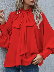 Ins Long-sleeved Blouse Bowknot Puff Sleeves Fashion Commuter Office Tops Women's Clothing