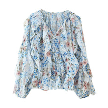 Womens Western-style Clothing V-neck Layered-design Blouse
