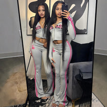 Women's Fashionable  Casual  Versatile  Color-blocked Retro-style Sporty Printed Top And Pants Set