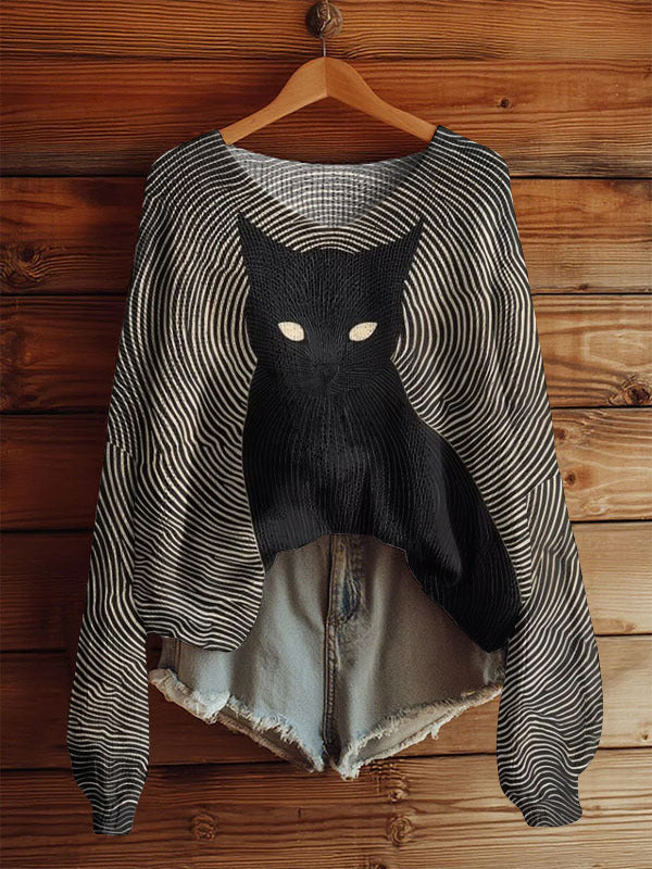 AutumnWinter V-Neck Loose 3D Knitted Sweater For Women