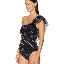 Sexy ruffled shoulder polka dot one-piece triangle swimsuit