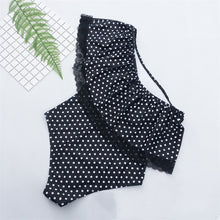 Sexy ruffled shoulder polka dot one-piece triangle swimsuit