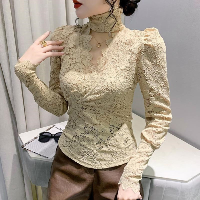 Elastic, Fashionable, Slimming Long-sleeve Top For Women
