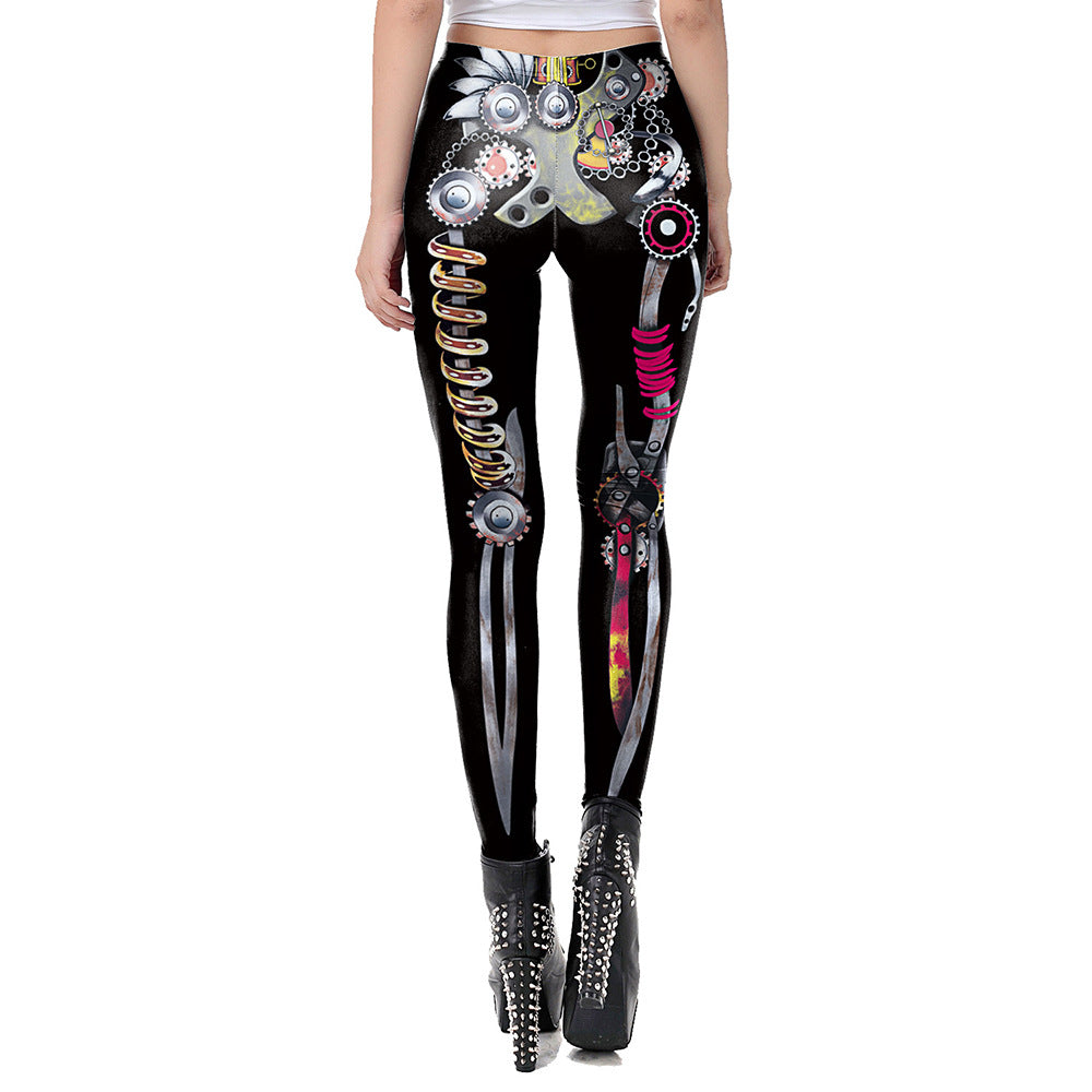 European And American Skull Frame Digital Printing Leggings