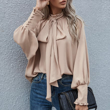 Ins Long-sleeved Blouse Bowknot Puff Sleeves Fashion Commuter Office Tops Women's Clothing