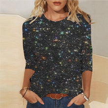 Sequin T-shirt With Three-quarter Sleeves And A Crew Neck For Women