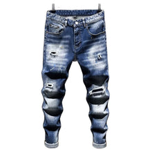New Autumn Mens Ripped Versatile Slim-Fit Stretch Jeans