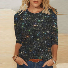 Sequin T-shirt With Three-quarter Sleeves And A Crew Neck For Women