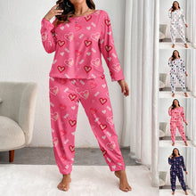 Long-sleeved Trousers Heart Printing Two-piece Homewear Suit