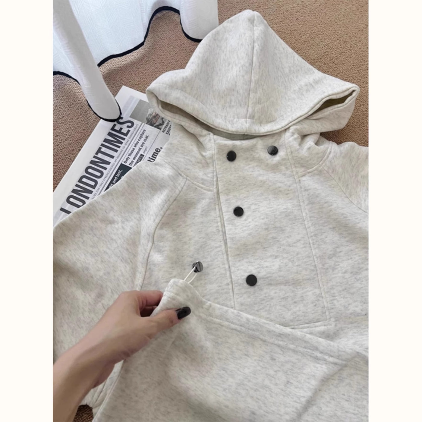 Loose Casual Solid Color Hooded Sweatshirt Women's Autumn And Winter