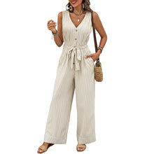 Womens Casual Minimalist Striped Jumpsuit