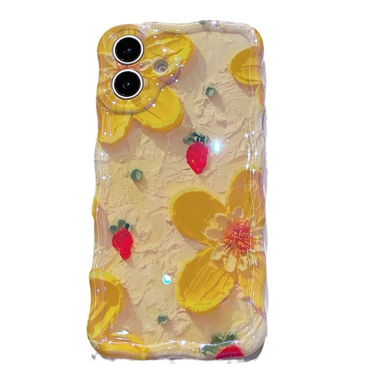 Blue Light Oil Painting Flowers Suitable For 15ProMax Phone Case