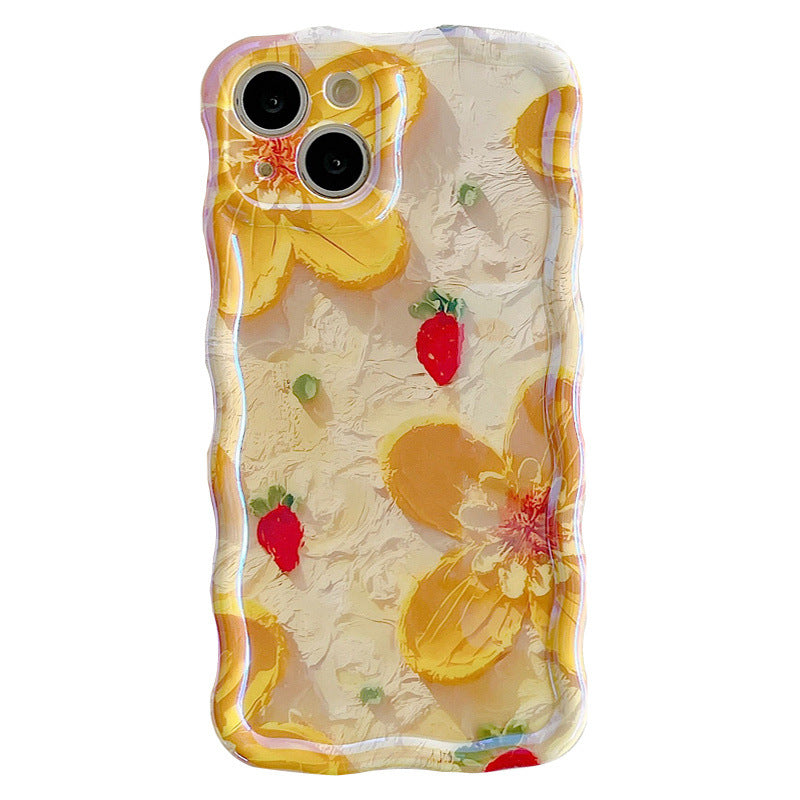 Blue Light Oil Painting Flowers Suitable For 15ProMax Phone Case