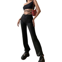 Women's Street Casual High Waist Slim Fit Lace-Up Pants