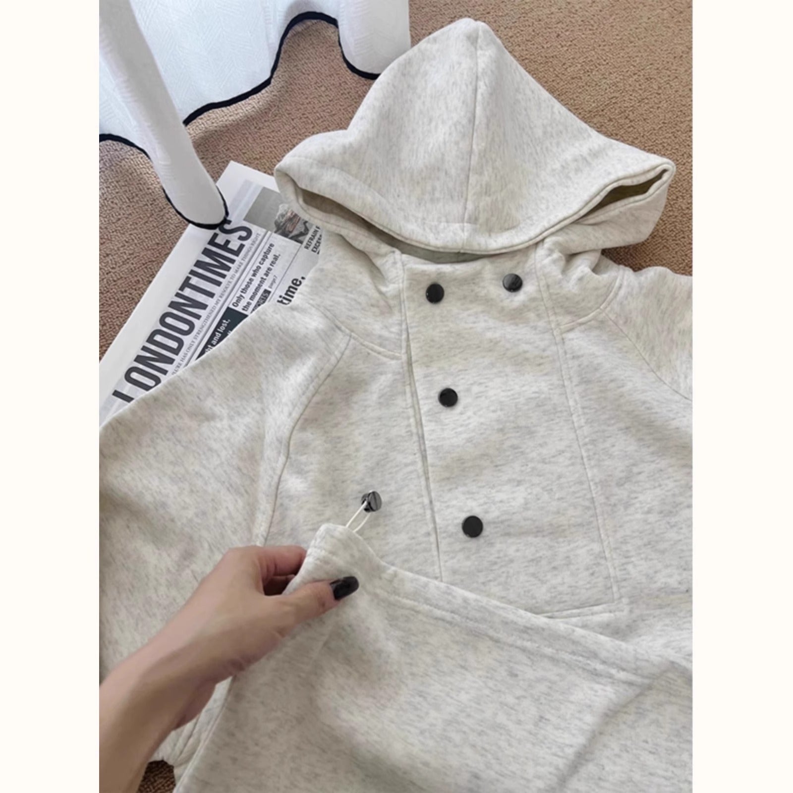 Loose Casual Solid Color Hooded Sweatshirt Women's Autumn And Winter