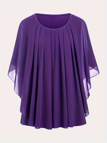 European And American Plus Size Women's Clothes New Belly-covering Slimming Loose Solid Color Short Sleeve
