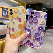 Blue Light Oil Painting Flowers Suitable For 15ProMax Phone Case