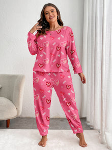 Long-sleeved Trousers Heart Printing Two-piece Homewear Suit