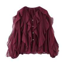 Womens Western-style Clothing V-neck Layered-design Blouse