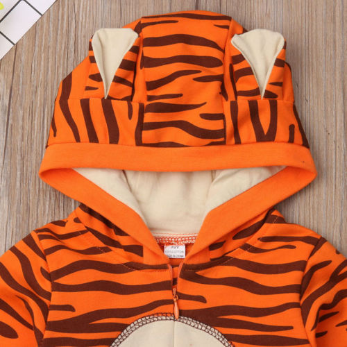 Printed cute one-piece hooded long-sleeved romper