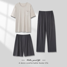 Men's Pajamas Thin Spring And Summer Modal Short-sleeved Trousers Three-piece Home Wear Suit