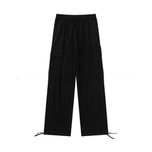Loose Fitting Casual Straight Leg Cargo Pants With Multiple Pockets And A Drawstring Waist