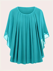 European And American Plus Size Women's Clothes New Belly-covering Slimming Loose Solid Color Short Sleeve