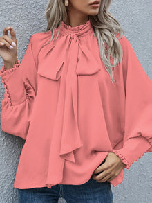 Ins Long-sleeved Blouse Bowknot Puff Sleeves Fashion Commuter Office Tops Women's Clothing