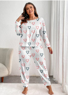 Long-sleeved Trousers Heart Printing Two-piece Homewear Suit