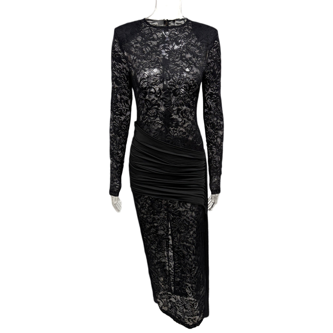 Fashionable Lace Mini Dress With Long Sleeves For A Sassy Look