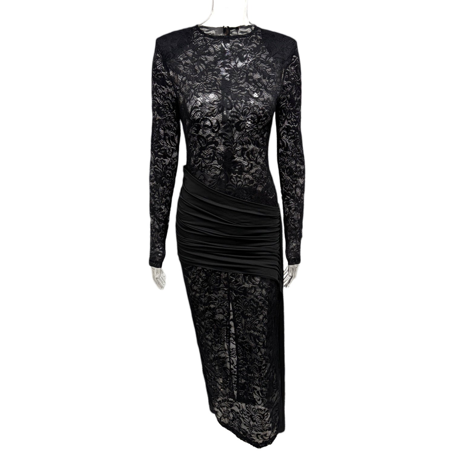 Fashionable Lace Mini Dress With Long Sleeves For A Sassy Look