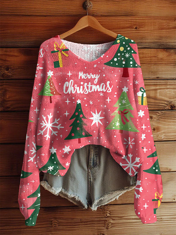 AutumnWinter V-Neck Loose 3D Knitted Sweater For Women