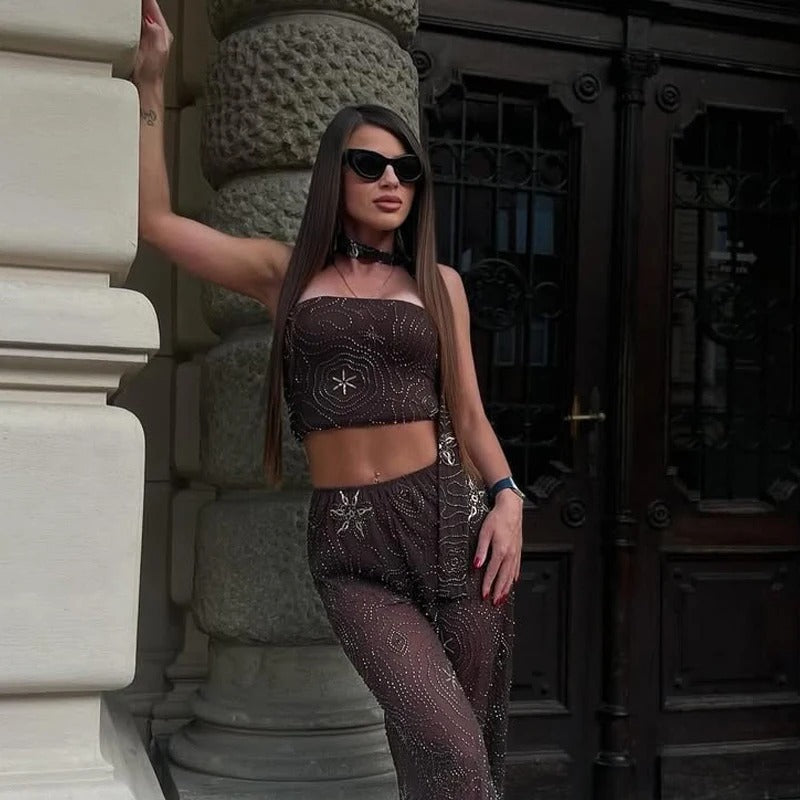 Camisole Sleeveless Hot Girl Vest Sequined Halter Backless Top