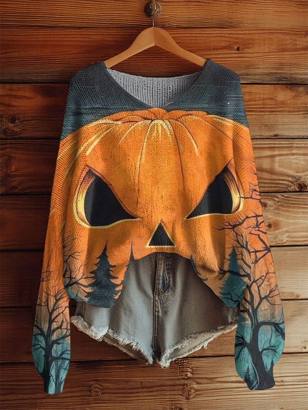 AutumnWinter V-Neck Loose 3D Knitted Sweater For Women
