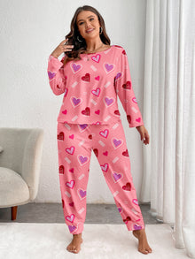 Long-sleeved Trousers Heart Printing Two-piece Homewear Suit