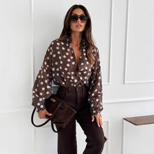 Womens Minimalist Long-Sleeve Polka-Dot Waist-Cinching Office-Ready Shirt