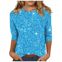 Sequin T-shirt With Three-quarter Sleeves And A Crew Neck For Women