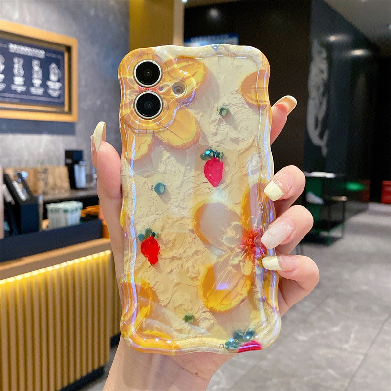 Blue Light Oil Painting Flowers Suitable For 15ProMax Phone Case