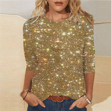 Sequin T-shirt With Three-quarter Sleeves And A Crew Neck For Women