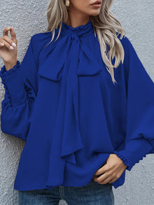Ins Long-sleeved Blouse Bowknot Puff Sleeves Fashion Commuter Office Tops Women's Clothing