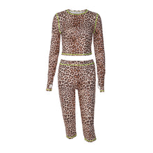 Womens Fashion Leopard-Print Long-Sleeve Top And Slim-Fit Pants Set