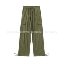 Loose Fitting Casual Straight Leg Cargo Pants With Multiple Pockets And A Drawstring Waist