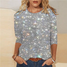 Sequin T-shirt With Three-quarter Sleeves And A Crew Neck For Women